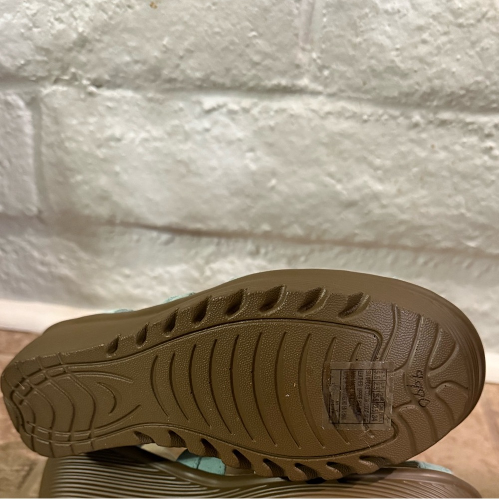 New Skechers parallel stylin suede leather wedge sandals size 5.5 turqoise color - Picture 4 of 9